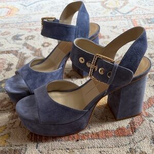 DV by Dolce Vita Blue Suede platform heels like new
